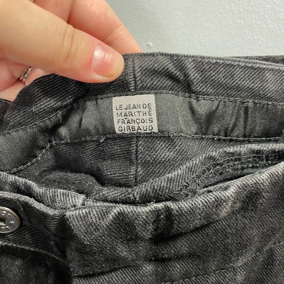 VTG 90s Marithe Francois Girbaud Black Skater Distressed Wide Leg Jeans Men's 40 - Picture 5 of 10